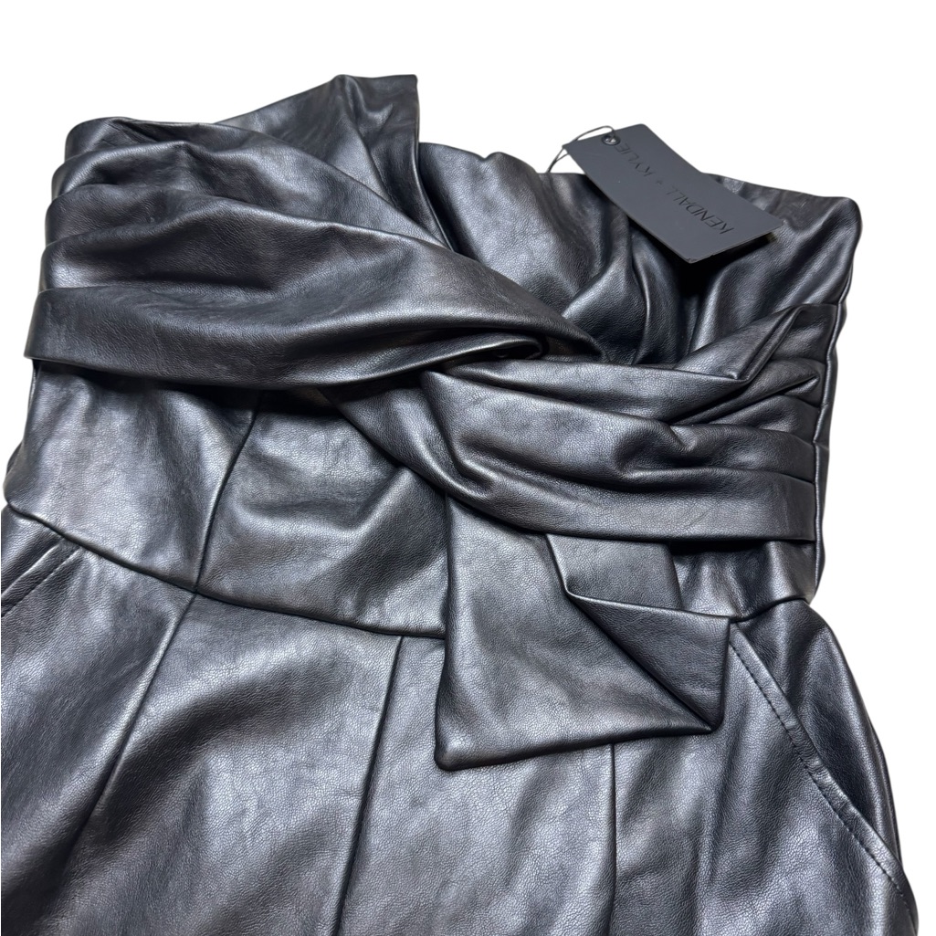 Kendall + Kylie Black Faux Leather Strapless Front Tie Jumpsuit Small Nwt — image 4 of 7
